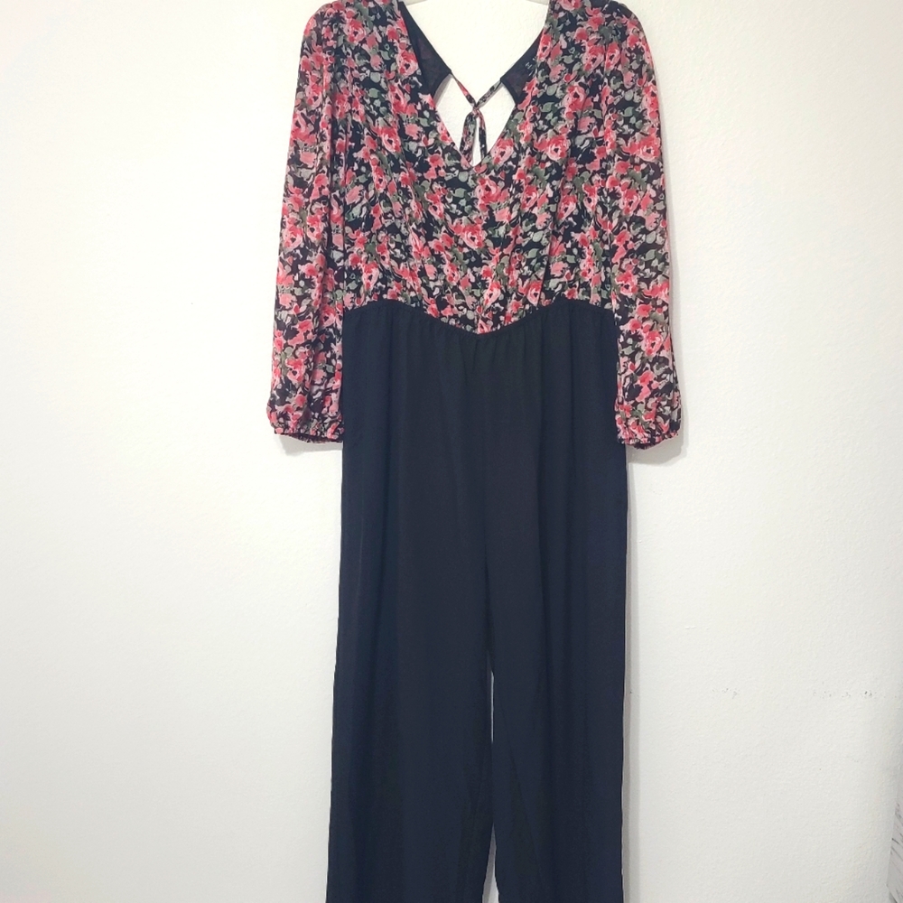 SHEIN Floral Black Jumpsuit